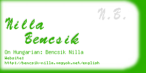 nilla bencsik business card